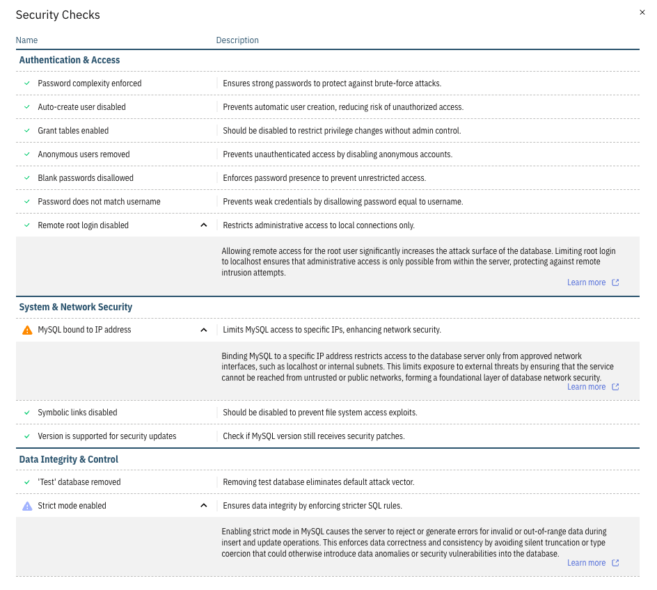 Releem Security Checks
